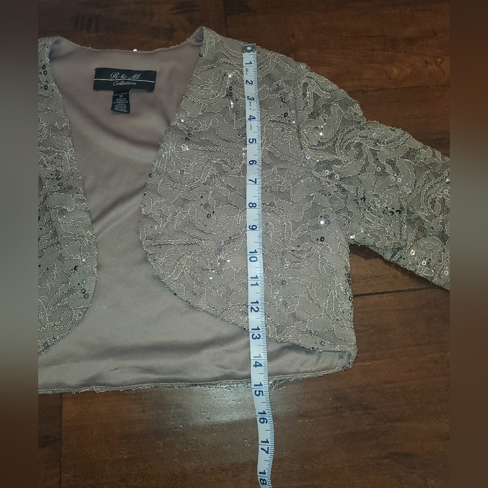 R & M Collection - Champange Lace 2 Pc- Women's Dress with Jacket Size 10 - Picture 6 of 16